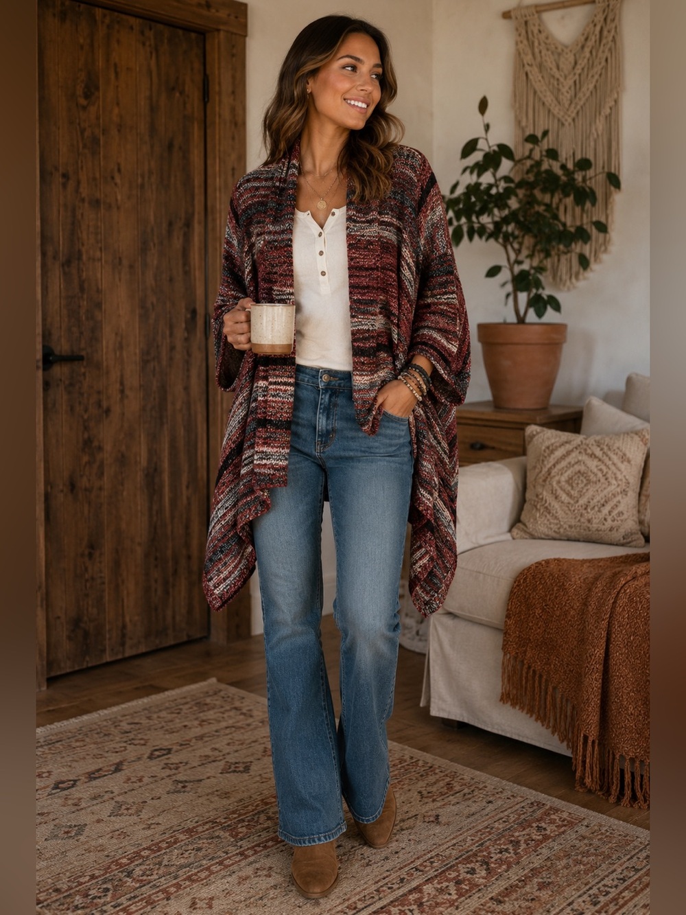 American Eagle Outfitters Oversized Multicolor Striped Cardigan